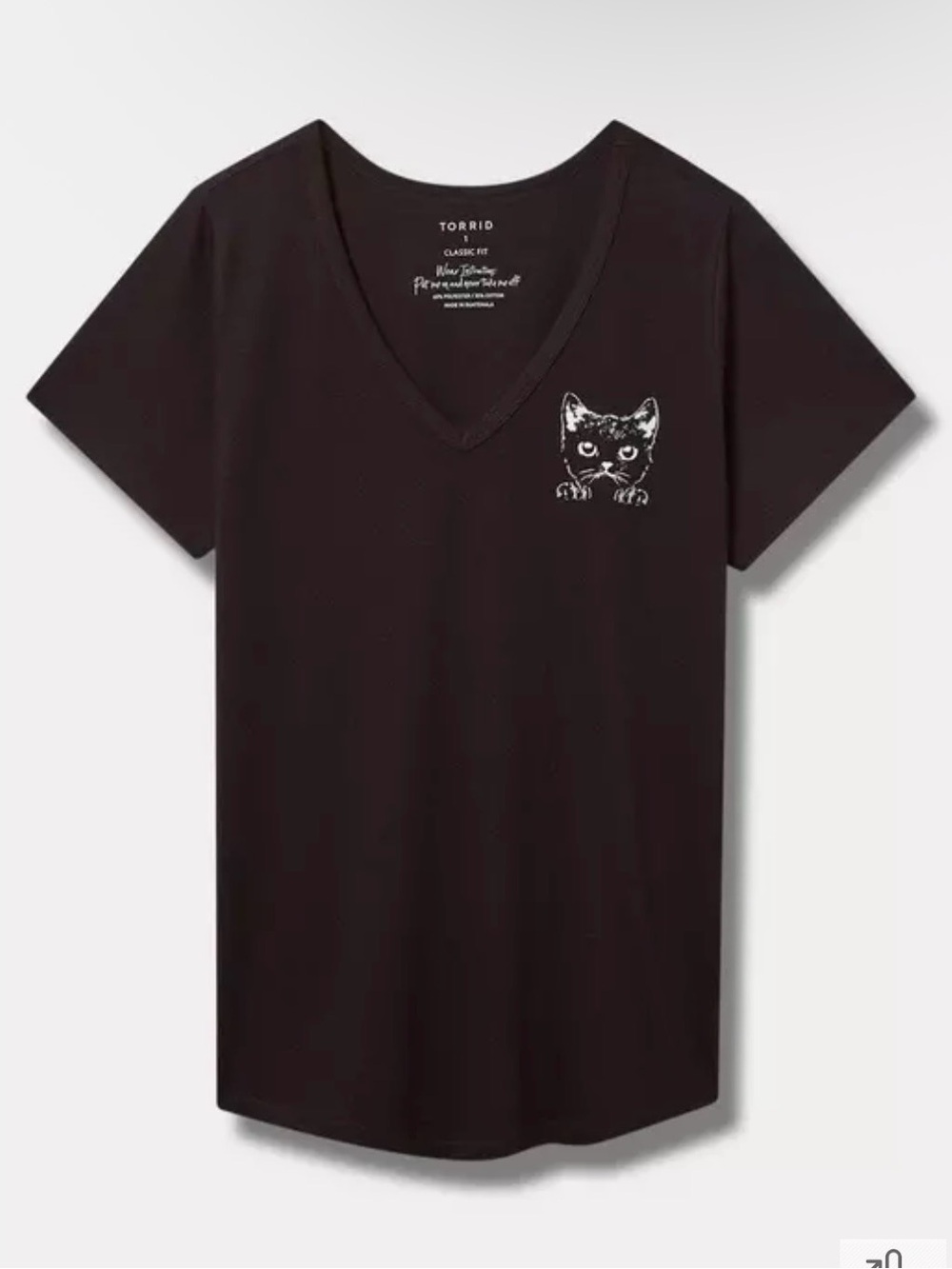 Torrid Black Cat Pocket Graphic V-Neck Tee Women’s Size 00 (10 M/L)